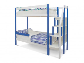 Двухъярусная кровать Svogen с бортиком синий-белый в Невьянске - nevyansk.magazinmebel.ru | фото