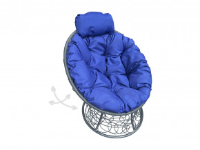 Кресло Папасан мини пружинка с ротангом синяя подушка в Невьянске - nevyansk.magazinmebel.ru | фото