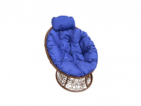 Кресло Папасан мини с ротангом синяя подушка в Невьянске - nevyansk.magazinmebel.ru | фото