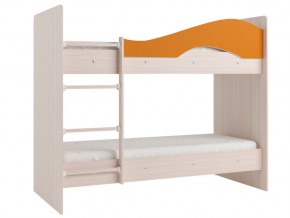 Кровать 2-х ярусная Мая на латофлексах млечный дуб, оранжевая в Невьянске - nevyansk.magazinmebel.ru | фото