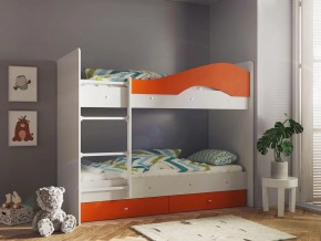 Кровать 2-х ярусная Мая с ящиками на латофлексах белый-оранж в Невьянске - nevyansk.magazinmebel.ru | фото