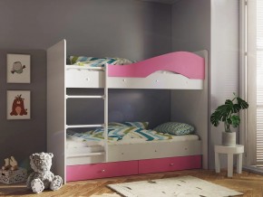 Кровать 2-х ярусная Мая с ящиками на латофлексах белый-розовый в Невьянске - nevyansk.magazinmebel.ru | фото