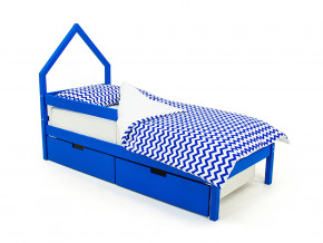 Кровать-домик мини Svogen с ящиками и бортиком синий в Невьянске - nevyansk.magazinmebel.ru | фото