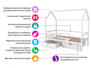 Кровать-домик Svogen с фото с ящиками и бортиком белый/динозаврики в Невьянске - nevyansk.magazinmebel.ru | фото - изображение 2
