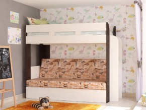 Кровать двухъярусная Карамель 75 венге ткань савана в Невьянске - nevyansk.magazinmebel.ru | фото