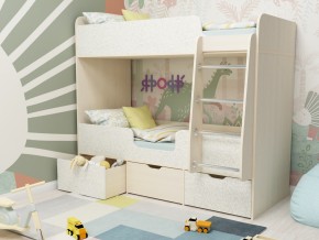 Кровать двухъярусная Малыш двойняшка дуб молочный-феритейл в Невьянске - nevyansk.magazinmebel.ru | фото