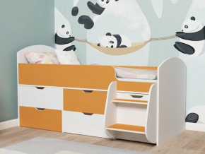 Кровать Малыш-7 белое дерево-оранжевый в Невьянске - nevyansk.magazinmebel.ru | фото - изображение 1