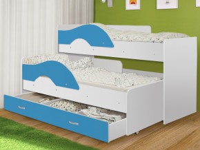 Кровать выкатная Радуга с ящиком 80х160 белая-голубой в Невьянске - nevyansk.magazinmebel.ru | фото - изображение 1