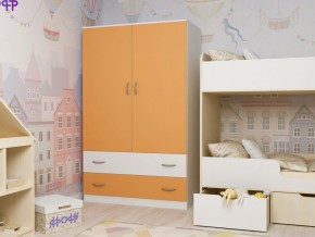 Шкаф двухстворчатый белый-оранж в Невьянске - nevyansk.magazinmebel.ru | фото